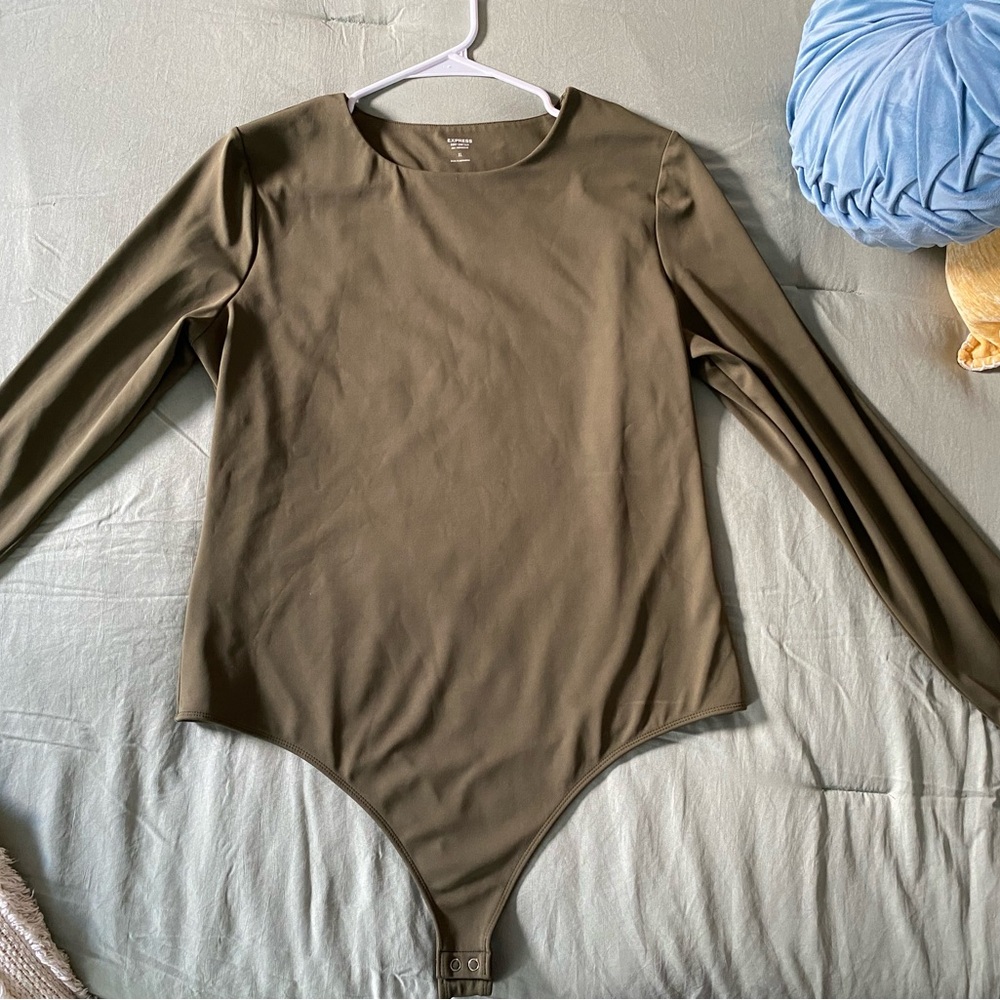 Express Olive Long Sleeve Kids Bodysuit